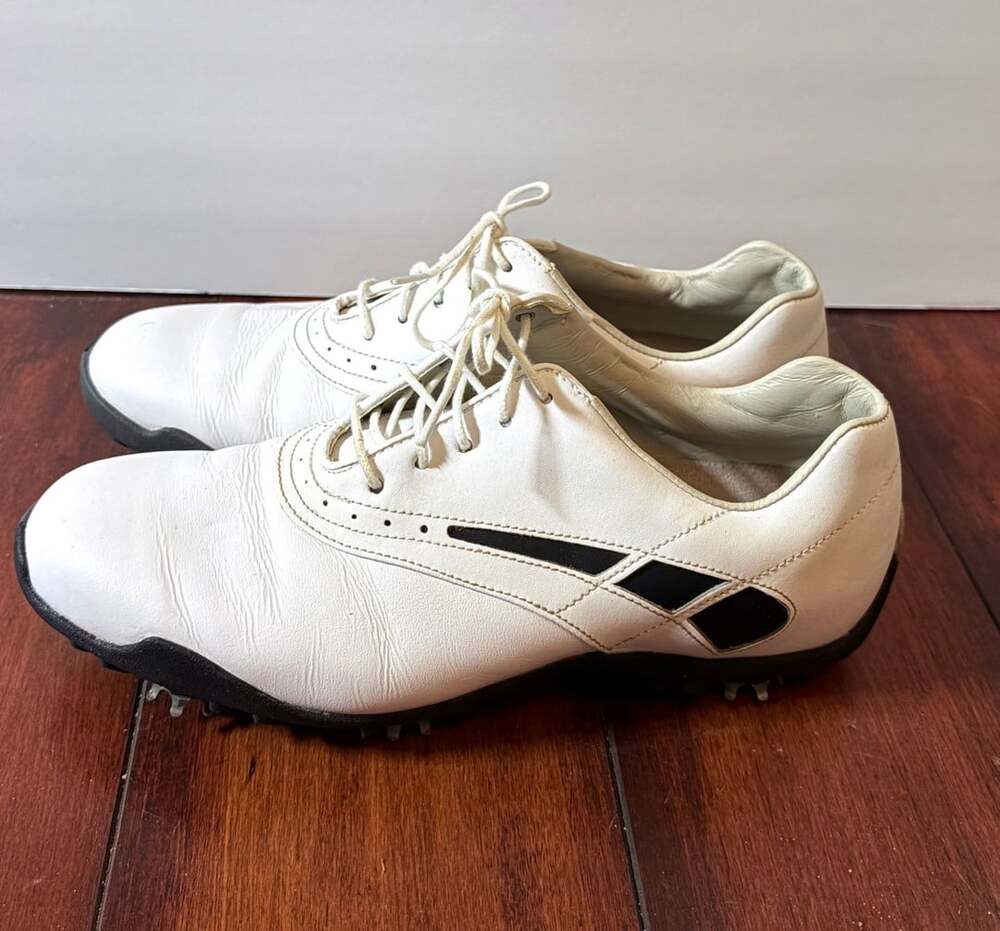FootJoy LoPro Collection Women's White Leather Spiked Golf Shoes Size 8.5